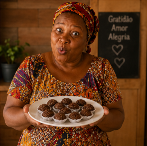 A autora com brigadeiros